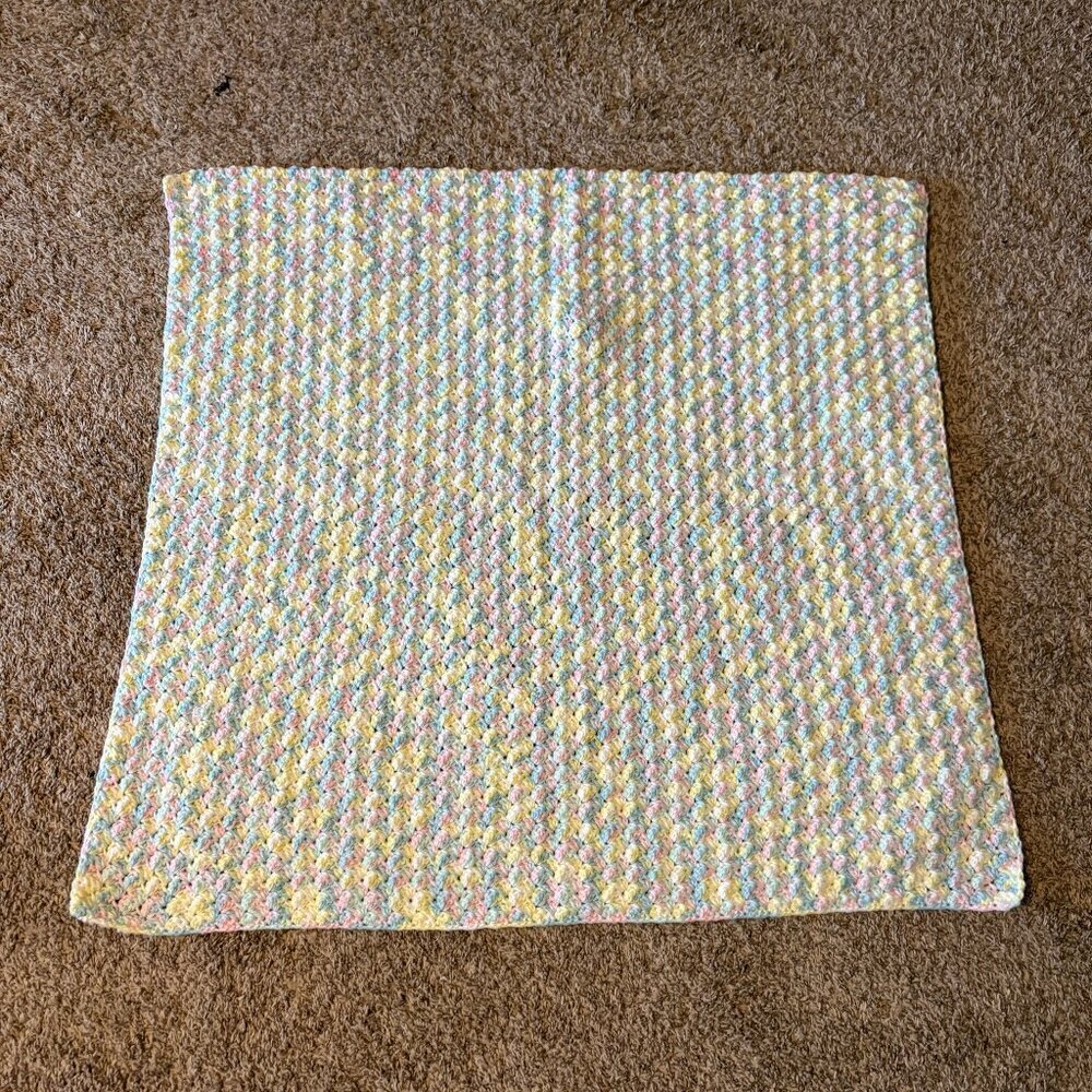 Gender Neutral colorful puff hand knit baby blanket